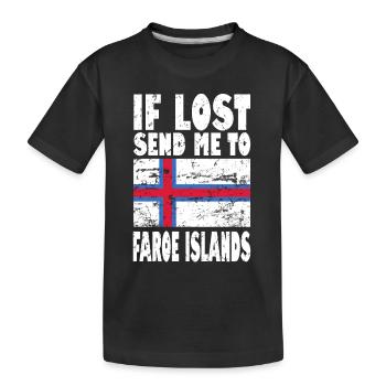 Faroe Islands Flag Saying - Kids' Premium Organic T-Shirt - black - Front