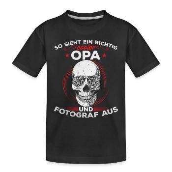 Fotograf Opa Kamera Fotografie Fotografen Opa - Kinder Premium Bio T-Shirt - Schwarz - Vorne