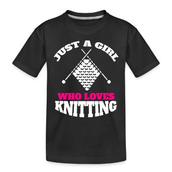 Knitting Seamstress Girl Sewing Gift Crochet - Kids' Premium Organic T-Shirt - black - Front