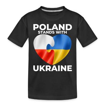 Poland supports Ukraine - Kids' Premium Organic T-Shirt - black - Front