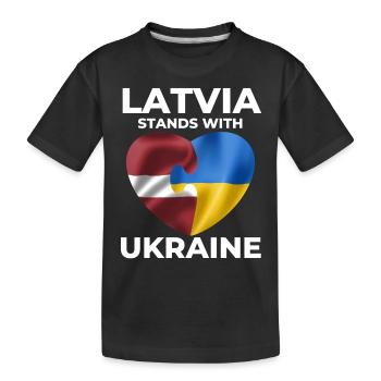 Lettland unterstützt die Ukraine - Kinder Premium Bio T-Shirt - Schwarz - Vorne