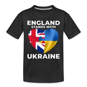 England supports Ukraine - Kids' Premium Organic T-Shirt - black - Front