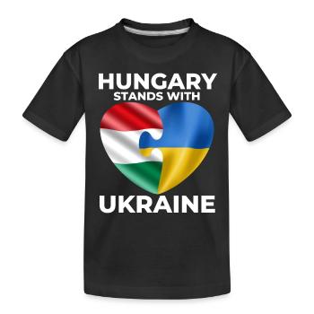 Ungarn unterstützt die Ukraine - Kinder Premium Bio T-Shirt - Schwarz - Vorne