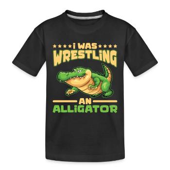 Krokodil Alligator Wrestling Reptil Geschenk - Kinder Premium Bio T-Shirt - Schwarz - Vorne