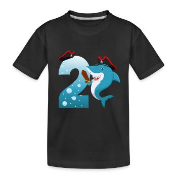 2nd Children's Birthday Party Shark - Kids' Premium Organic T-Shirt - black - Front