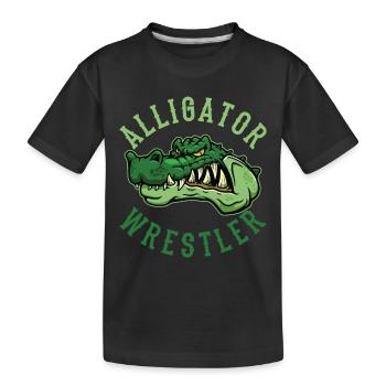 Krokodil Alligator Wrestling Reptil Geschenk - Kinder Premium Bio T-Shirt - Schwarz - Vorne