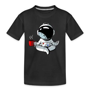Astronaut relaxes with a cup of coffee - Kids' Premium Organic T-Shirt - black - Front