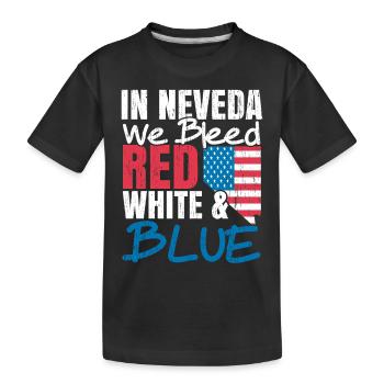 In Nevada we bleed white and blue USA America - Kids' Premium Organic T-Shirt - black - Front