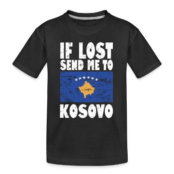 Kosovo Flag Slogan - Kids' Premium Organic T-Shirt - black - Front