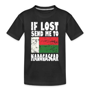Madagascar Flag Saying - Kids' Premium Organic T-Shirt - black - Front
