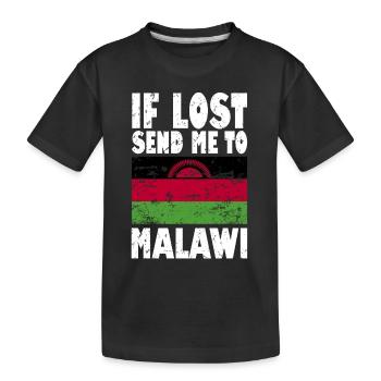 Malawi Flag Saying - Kids' Premium Organic T-Shirt - black - Front