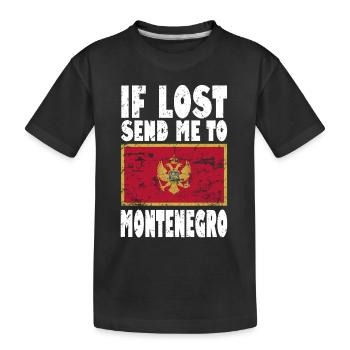 Montenegro Flag Saying - Kids' Premium Organic T-Shirt - black - Front