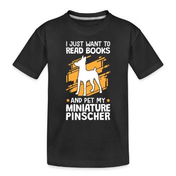 Coup de Pinscher nain et lecture de Pinscher - T-shirt bio Premium Enfant - noir - Devant