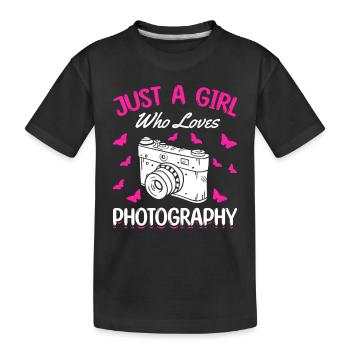 Photographe Girl Just a Girl, Photographie - T-shirt bio Premium Enfant - noir - Devant