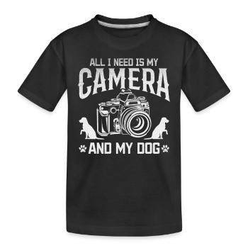 Fotografie Alles was ich brauche ist meine Kamera - Kinder Premium Bio T-Shirt - Schwarz - Vorne