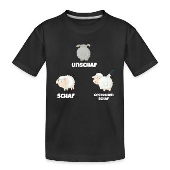 Fotografie: Schafe ohne Schafe, gestochen - Kinder Premium Bio T-Shirt - Schwarz - Vorne