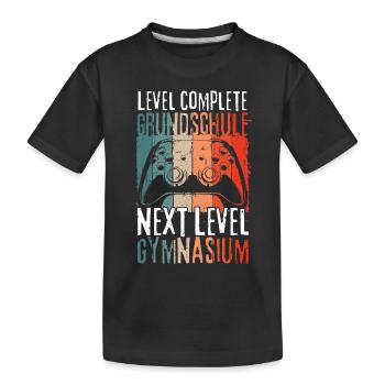 Level Complete Grundschule Einschulung Gymnasium - Kinder Premium Bio T-Shirt - Schwarz - Vorne