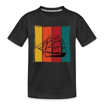 Segelschiff - Kinder Premium Bio T-Shirt - Schwarz - Vorne