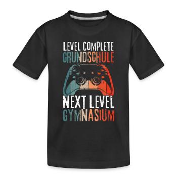 Level Complete Grundschule Einschulung Gymnasium - Kinder Premium Bio T-Shirt - Schwarz - Vorne