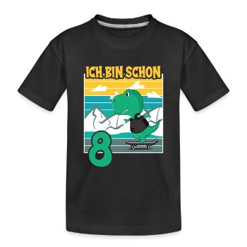 Dino Motif d’anniversaire 8 ans Idée cadeau garçon - T-shirt bio Premium Enfant - noir - Devant