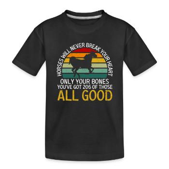 Pferde werden dir nie das Herz brechen Inspiration - Kinder Premium Bio T-Shirt - Schwarz - Vorne