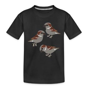 Moineaux domestiques Oiseaux Moineaux - T-shirt bio Premium Enfant - noir - Devant