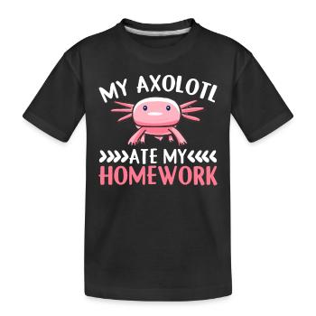 Mon Axolotl a mangé mes devoirs - Axolotl - T-shirt bio Premium Enfant - noir - Devant
