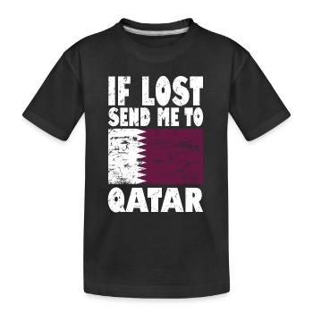 Qatar Flag Slogan - Kids' Premium Organic T-Shirt - black - Front