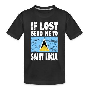 Saint Lucia Flag Saying - Kids' Premium Organic T-Shirt - black - Front