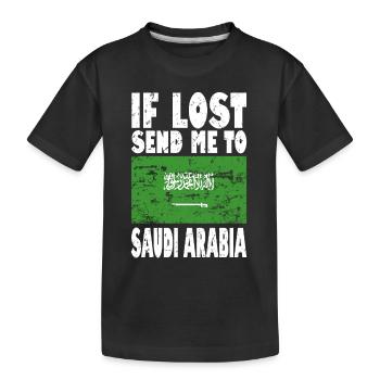 Saudi Arabia Flag Slogan - Kids' Premium Organic T-Shirt - black - Front