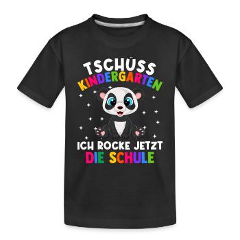 Bye Kindergarten Einschulung Schulkind Panda - Kinder Premium Bio T-Shirt - Schwarz - Vorne