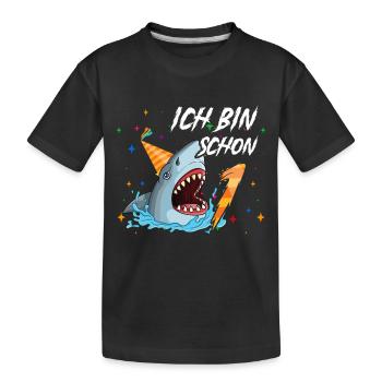 Ich bin schon 1. Kindergeburtstag Hai - Kinder Premium Bio T-Shirt - Schwarz - Vorne