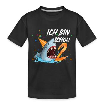 Ich bin schon 2. Kindergeburtstag Hai - Kinder Premium Bio T-Shirt - Schwarz - Vorne