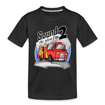 2 ans Jeune camion de pompiers voiture - T-shirt bio Premium Enfant - noir - Devant
