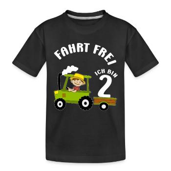 Tracteur Motif d’anniversaire 2 ans Garçon Cadeau - T-shirt bio Premium Enfant - noir - Devant