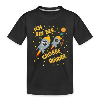 Ich Bin Der Grosse Bruder Geschwister Rakete - Kinder Premium Bio T-Shirt - Schwarz - Vorne