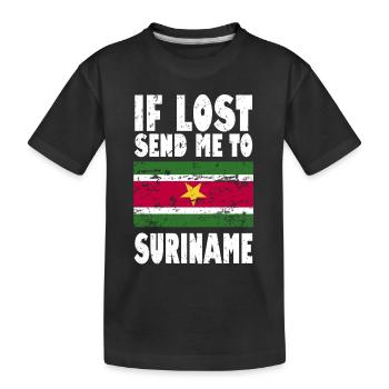 Suriname Flag Saying - Kids' Premium Organic T-Shirt - black - Front