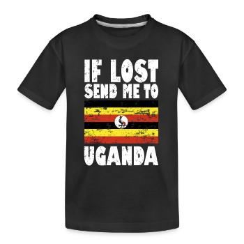 Uganda Flag Saying - Kids' Premium Organic T-Shirt - black - Front