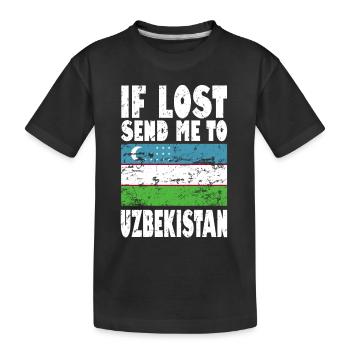 Usbekistan Flagge Spruch - Kinder Premium Bio T-Shirt - Schwarz - Vorne