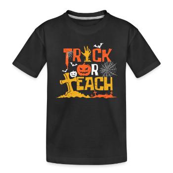 Cute Halloween Teacher School Classroom - Kids' Premium Organic T-Shirt - black - Front