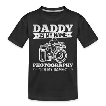 Photographe Papa est mon nom La photographie est mon - T-shirt bio Premium Enfant - noir - Devant