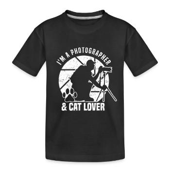 Photographie Je suis photographe et amoureux des chats - T-shirt bio Premium Enfant - noir - Devant