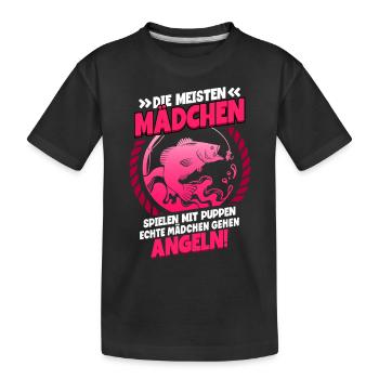 Angeln Anglerin - Kinder Premium Bio T-Shirt - Schwarz - Vorne