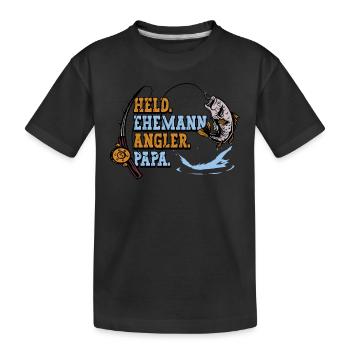 Angeln Angler Papa - Kinder Premium Bio T-Shirt - Schwarz - Vorne