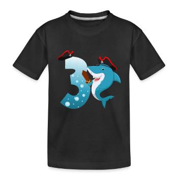 3rd Children's Birthday Party Shark - Kids' Premium Organic T-Shirt - black - Front