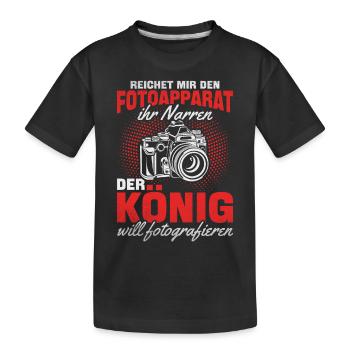 Der König will Fotografieren Kamera Fotografie - Kinder Premium Bio T-Shirt - Schwarz - Vorne