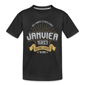 Des Années D'excellence Janvier 1983 40 Ans - T-shirt bio Premium Enfant - noir - Devant