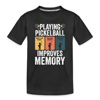 Das Spielen von Pickleball verbessert das Gedächtnis des Dink-Spieler-Wortspiels - Kinder Premium Bio T-Shirt - Schwarz - Vorne