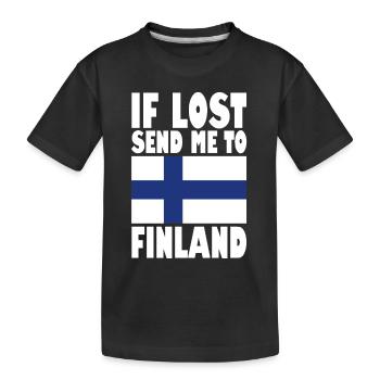 Finland Flag Saying - Kids' Premium Organic T-Shirt - black - Front