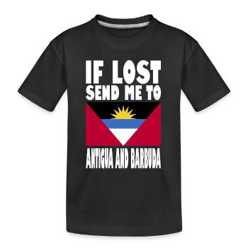 Antigua and Barbuda Flag Saying - Kids' Premium Organic T-Shirt - black - Front